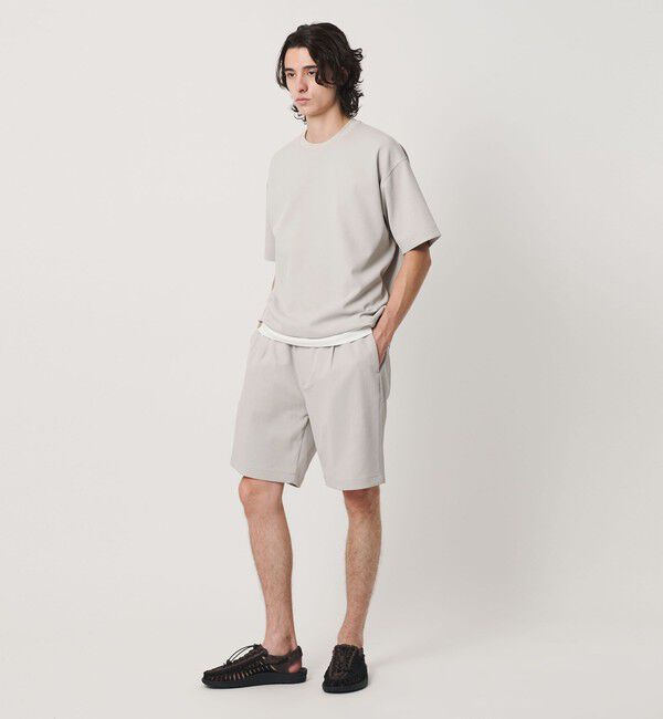 BEAUTY&YOUTH UNITED ARROWS「Air Dobby ワイドテーパード クルーネック Tシャツ ヨコストレッチ 吸水速乾 ウォッシャブル」|Tシャツ・カットソー|