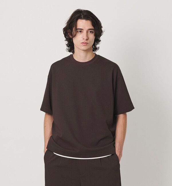 BEAUTY&YOUTH UNITED ARROWS「Air Dobby ワイドテーパード クルーネック Tシャツ ヨコストレッチ 吸水速乾 ウォッシャブル」|Tシャツ・カットソー|