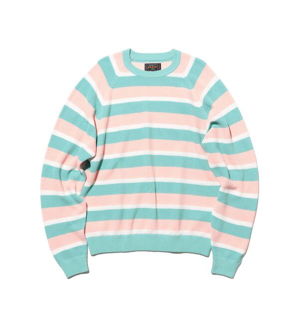 BEAMS PLUS「Crew Light Multi Stripe」|ニット・セーター|PINK