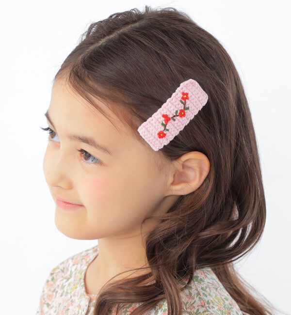SHIPS KIDS「SHIPS KIDS: フラワー ニット ヘアピン」|その他|ピンク
