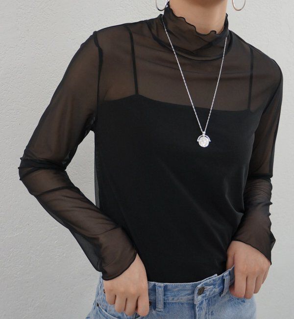  「シアーチュールハイネックプルオーバー」|Tシャツ・カットソー|ブラック