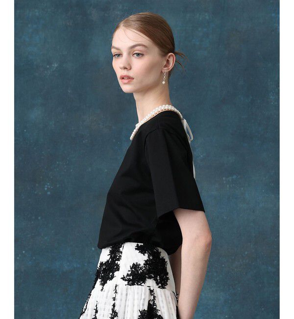 LOULOU WILLOUGHBY「【LOULOU WILLOUGHBY】パールネックレスＴシャツ」|Tシャツ・カットソー|