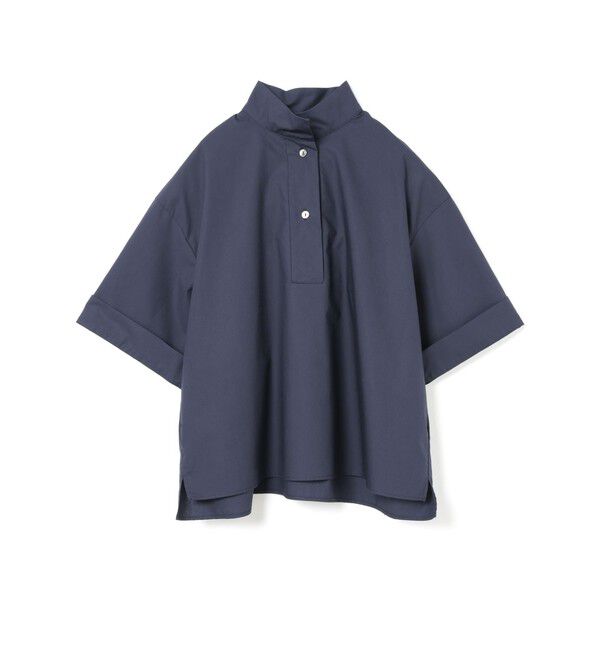 mizuiro ind「mizuiro ind オブロングカラープルオーバーシャツ」|シャツ・ブラウス|ネイビー