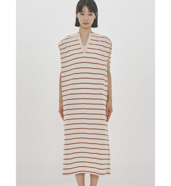 MIDIUMISOLID「MIDIUMISOLID for Ladies マルチボーダーノースリーブワンピース」|ワンピース|