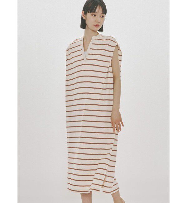 MIDIUMISOLID「MIDIUMISOLID for Ladies マルチボーダーノースリーブワンピース」|ワンピース|