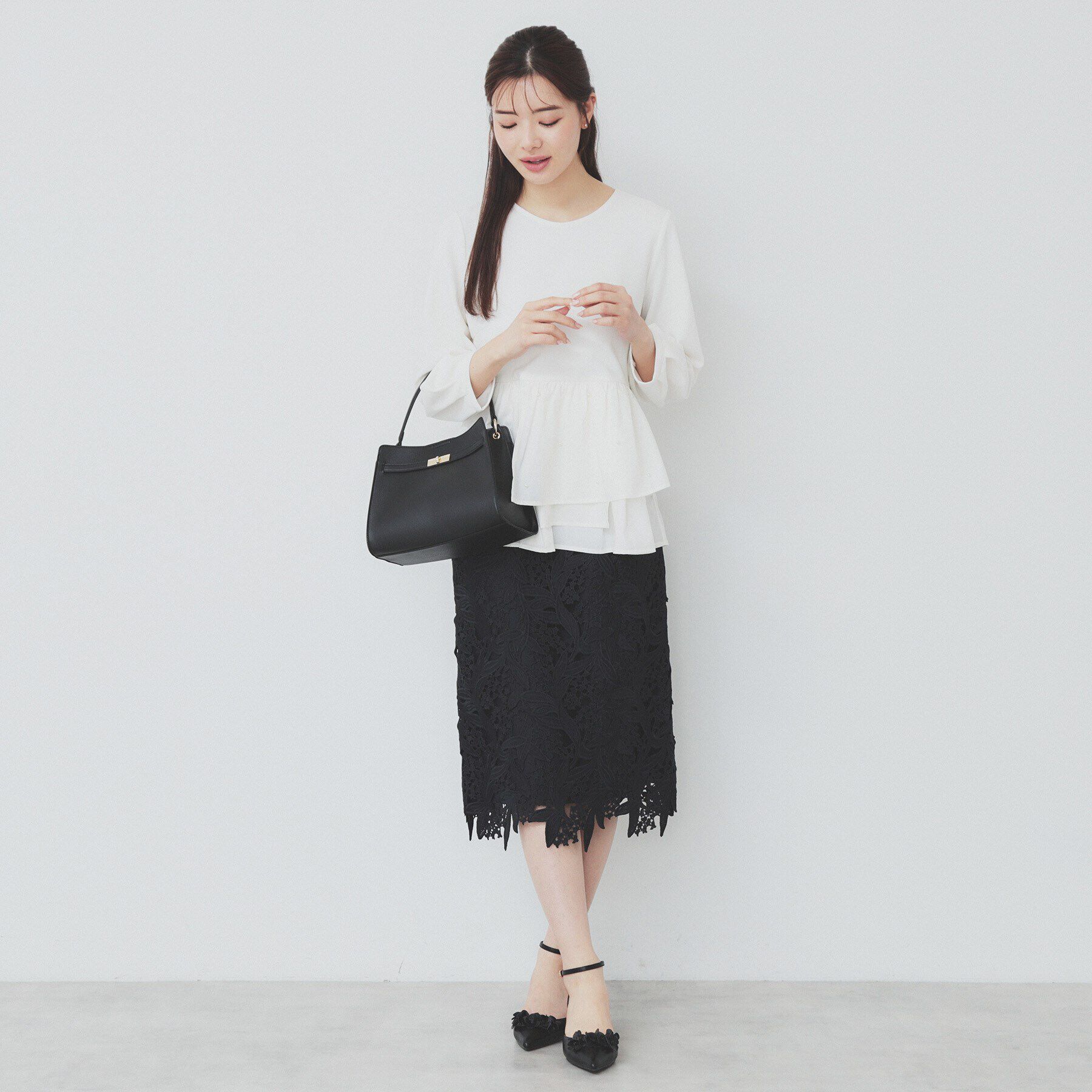 index「カットジョーゼットドッキングペプラムトップス【洗濯機可】」|Tシャツ・カットソー|