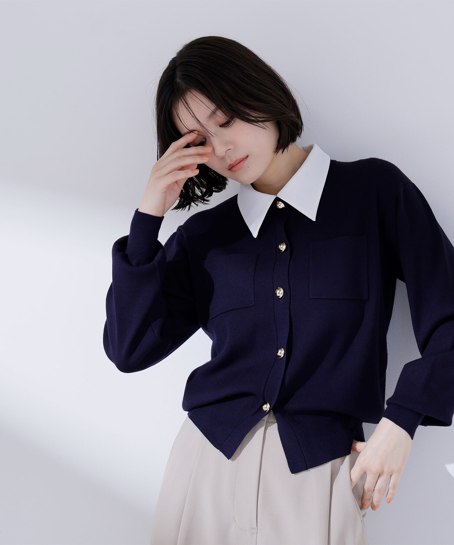  「<第3回 CLASSY.お仕事名品大賞2026 ﾁｰﾑCLASSY.賞受賞>2wayｶﾗｰﾆｯﾄｶｰﾃ 」|ニット・セーター|