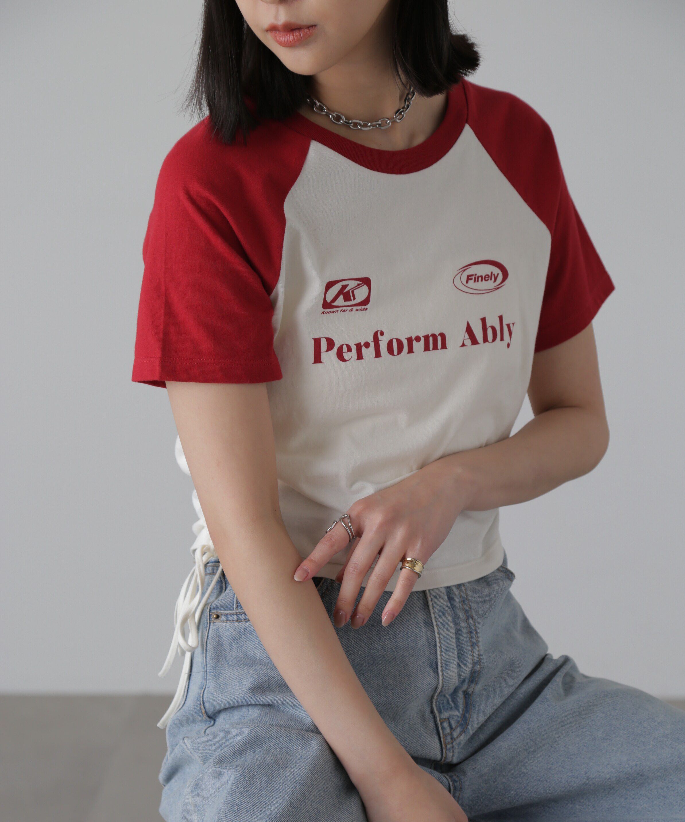  「ドロストラグランTシャツ」|Tシャツ・カットソー|レッド