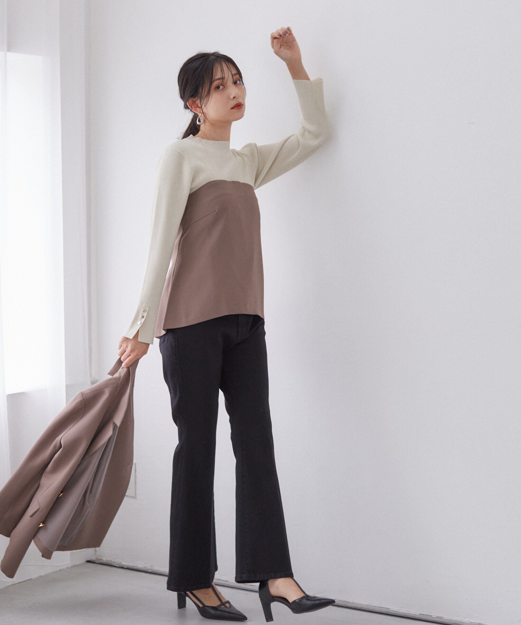 PROPORTION BODY DRESSING「ベルボトムデニムパンツ24AW」|その他|ブラック