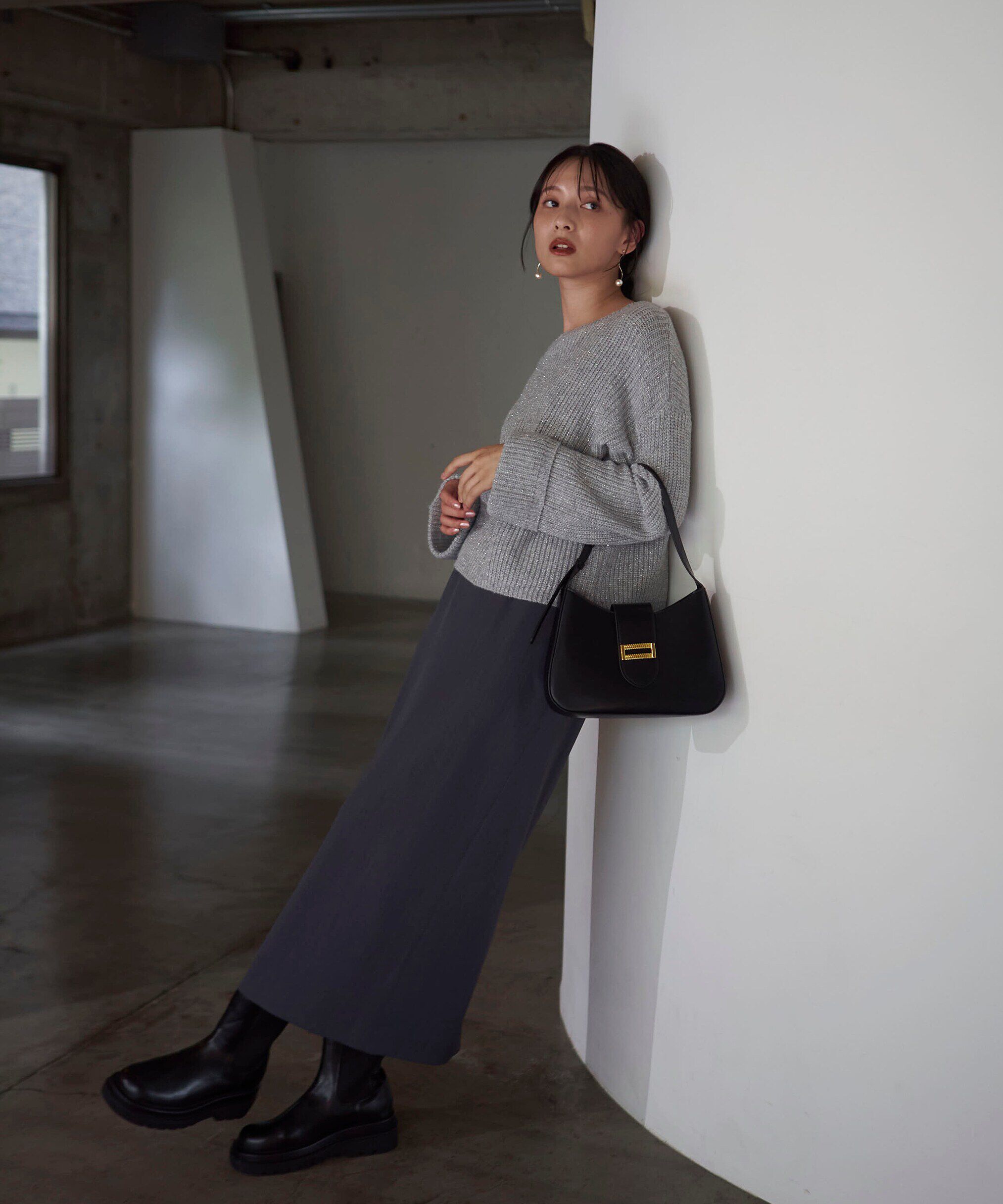 PROPORTION BODY DRESSING「スパンコール畦ニット WEB限定カラー：ブルー　24AW」|ニット・セーター|