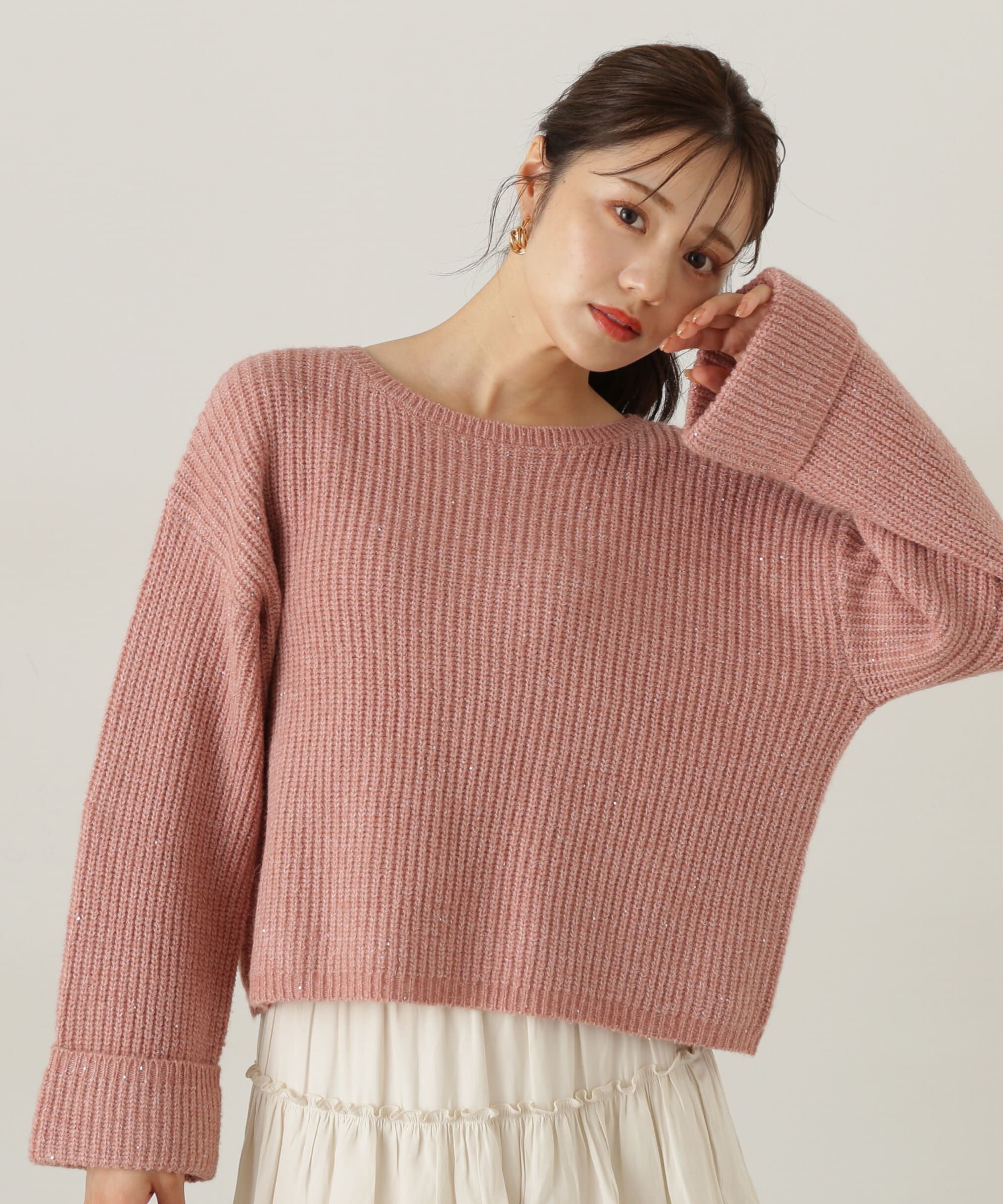 PROPORTION BODY DRESSING「スパンコール畦ニット WEB限定カラー：ブルー　24AW」|ニット・セーター|ピンク