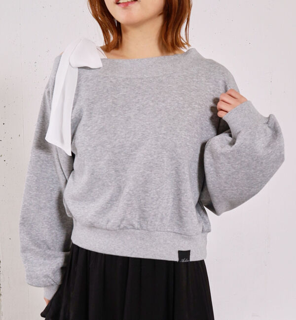 archives「シフォンリボンワンショルスウェット」|Tシャツ・カットソー|GRAY