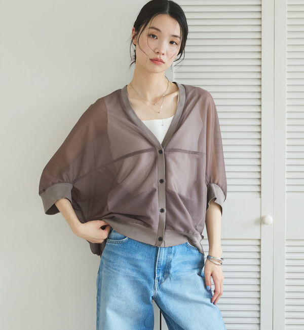 Doux archives「トリコットシフォンドルマンカーディガン」|シャツ・ブラウス|