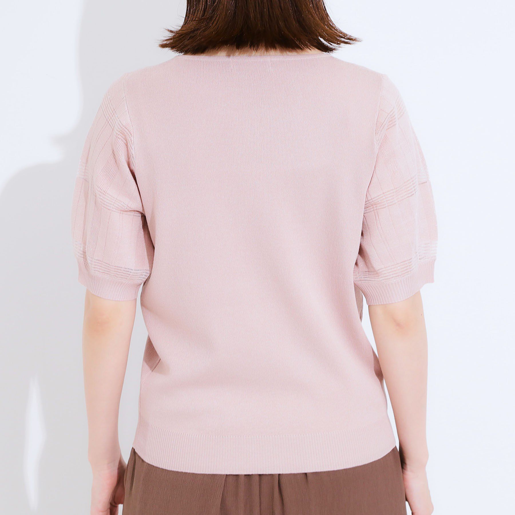 SHOO･LA･RUE「【S-LL】大人上品な お袖シアー切り替えニット」|ニット・セーター|