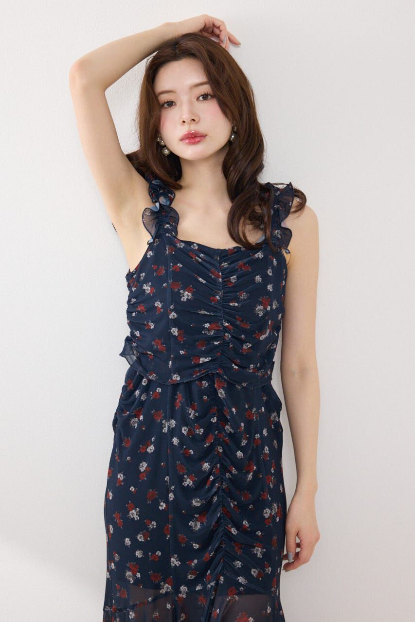 rienda「メッシュマーメイドギャザーワンピース」|ワンピース|