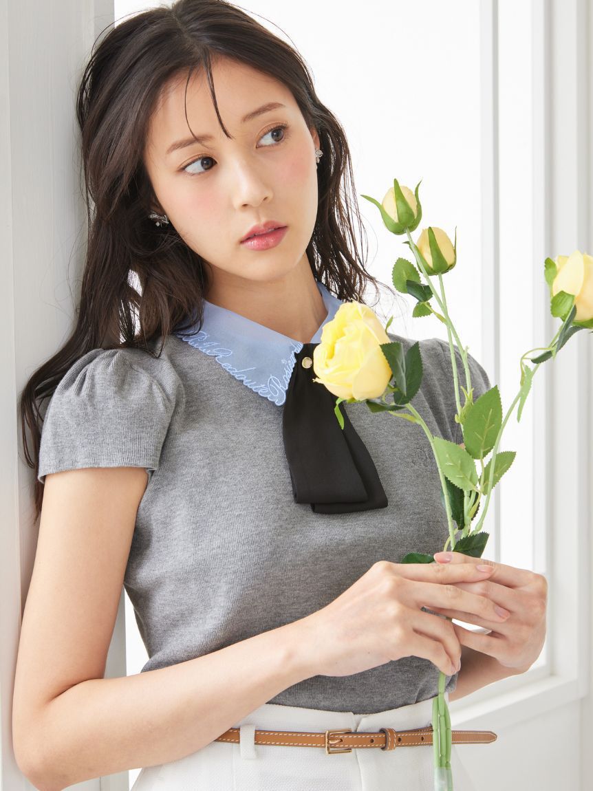 CELFORD「【UVカット】【CELFORD&times;P.J. REDOUTEコラボ】衿付きニットプルオーバー」|ニット・セーター|GRY