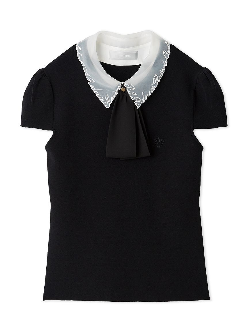 CELFORD「【UVカット】【CELFORD&times;P.J. REDOUTEコラボ】衿付きニットプルオーバー」|ニット・セーター|BLK