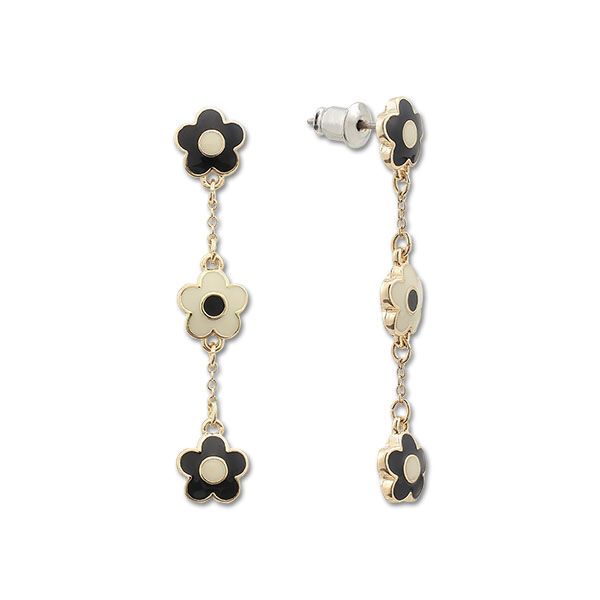 MARY QUANT「コネクトエポデイジー ピアス」|ピアス|ブラック&times;ホワイト