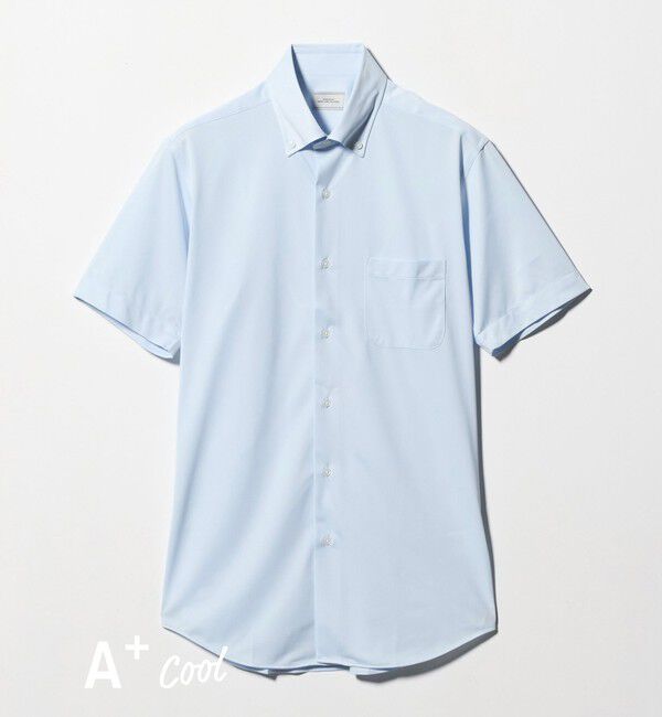 UNITED ARROWS green label relaxing「A+ COOL Pトリコット シャドーストライプ スタンダード ボタンダウン 半袖 ドレスシャツ -ストレッチ・イー」|シャツ・ブラウス|