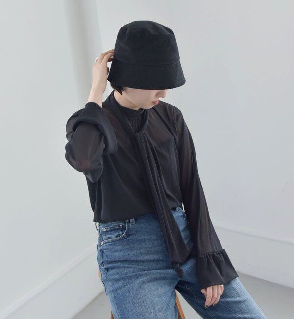 quaranciel「quaranciel:〈洗濯機可能〉チュール シアー ボウタイ プルオーバー」|Tシャツ・カットソー|