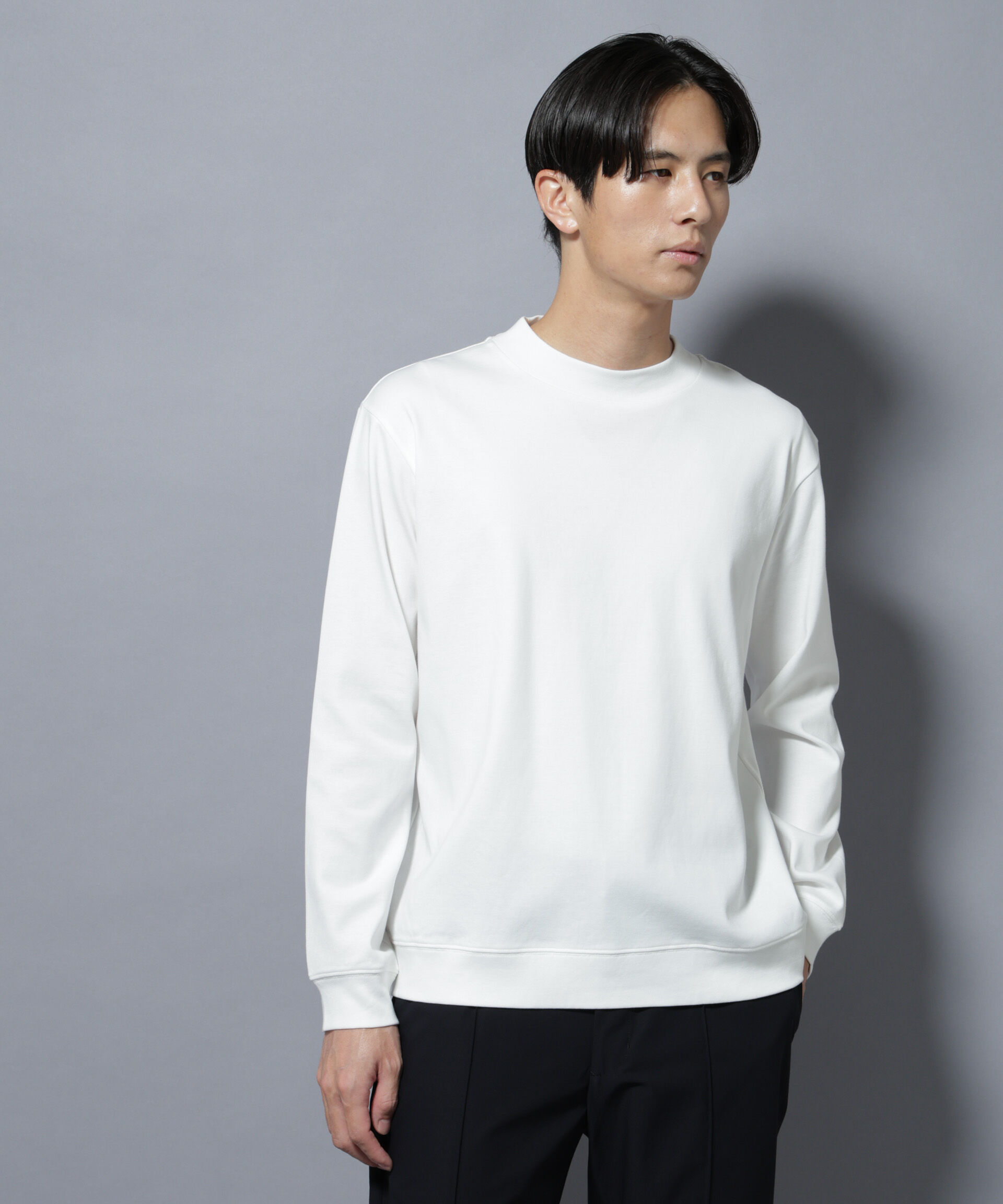 nano･universe「「FORMAL JERSEY」モックネックカットソー長袖」|Tシャツ・カットソー|ホワイト