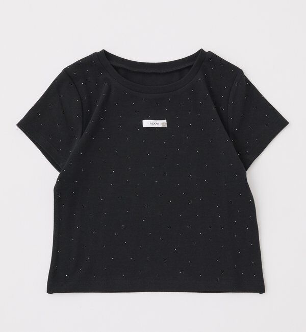  「ハートチャーム付きビジューコンパクトTee」|プルオーバー|ブラック