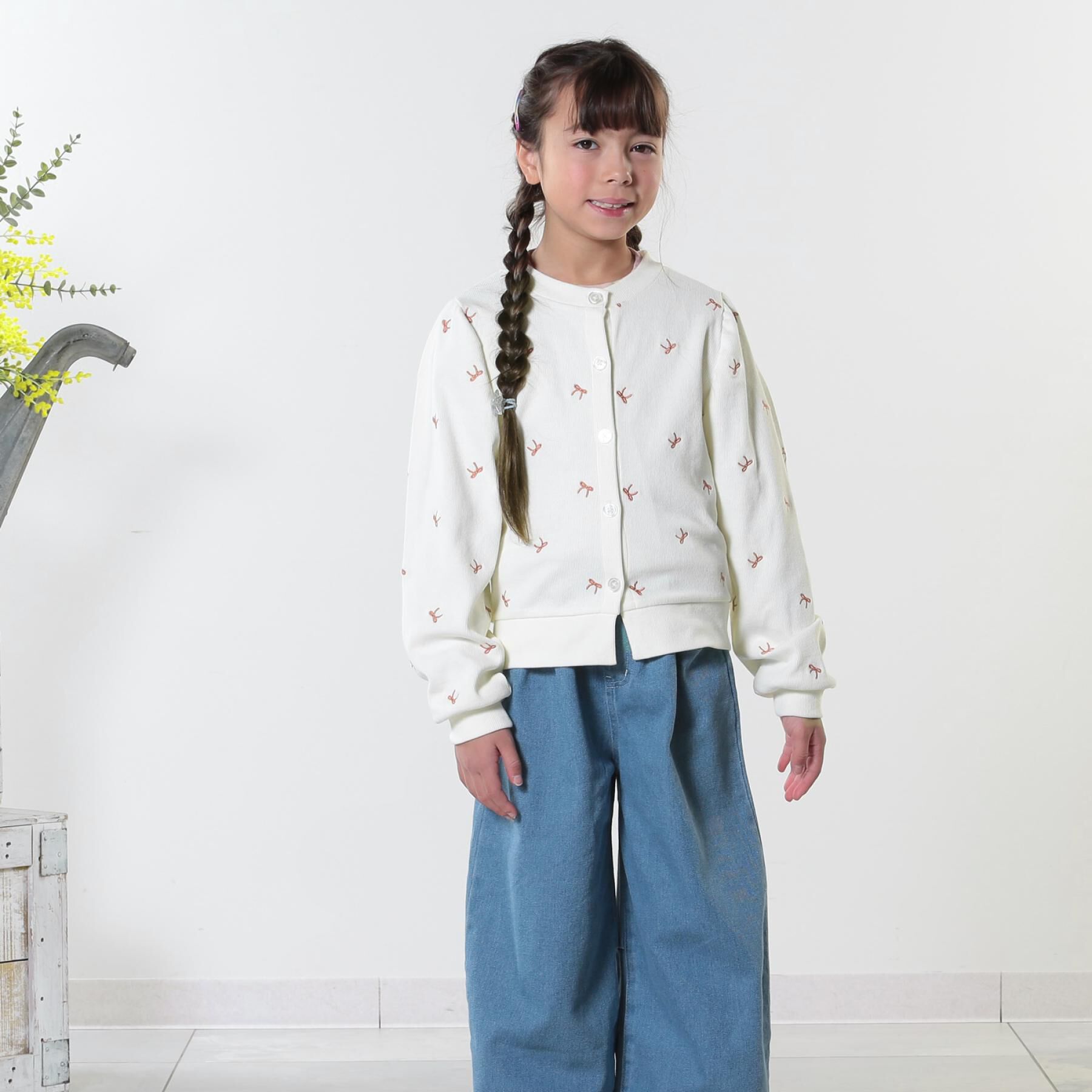 SHOO･LA･RUE「【130-150cm】リボン刺繍カーディガン」|カーディガン|