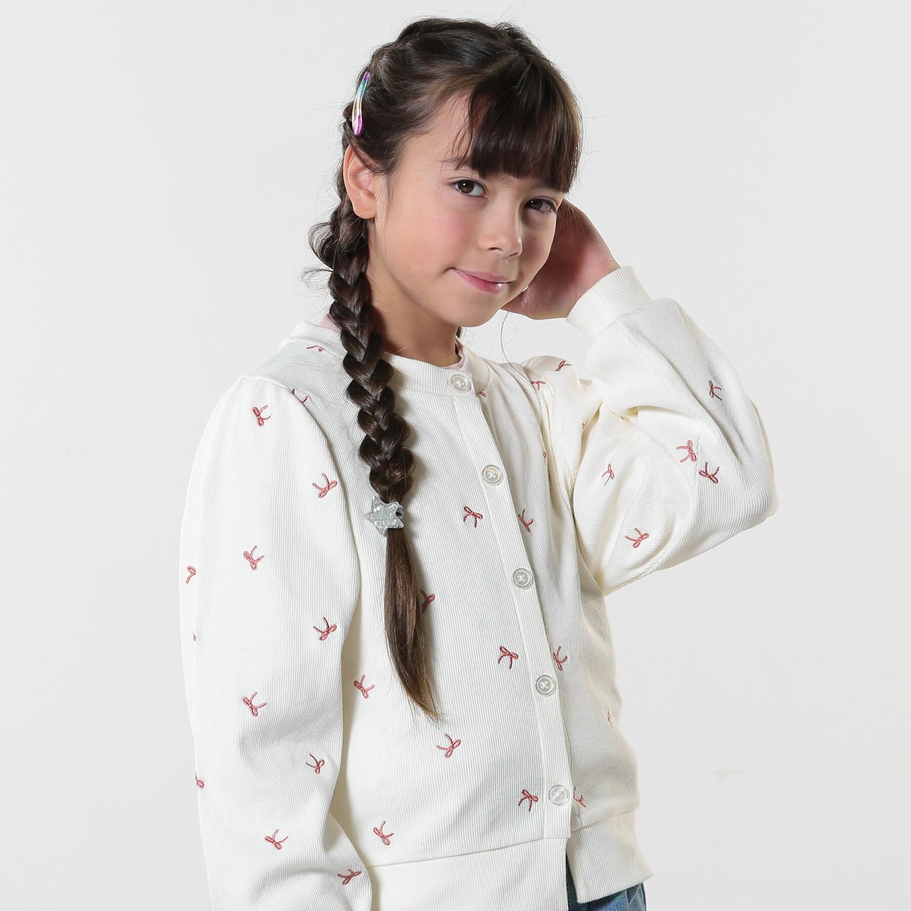 SHOO･LA･RUE「【130-150cm】リボン刺繍カーディガン」|カーディガン|