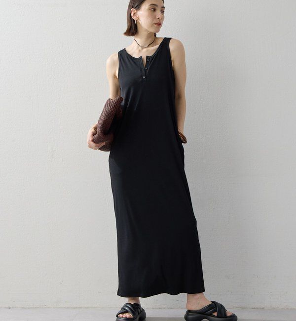  「ヘンリーカットマキシワンピース」|ワンピース|ブラック