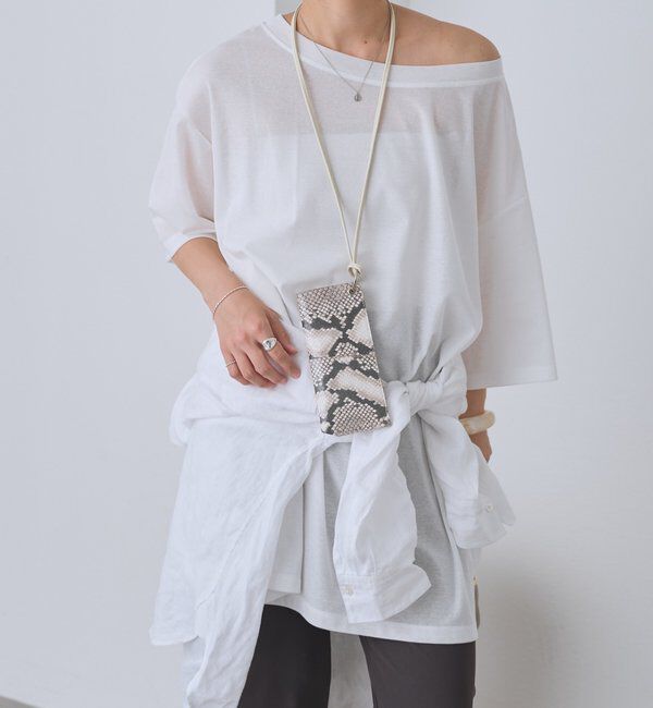  「予約【A・MONN】【吸水速乾/接触冷感】オープンネックチュニックTee」|Tシャツ・カットソー|