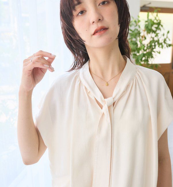  「予約【セットアップ対応可/手洗い可】ドレーピーデニムフレンチボウタイブラウス」|シャツ・ブラウス|