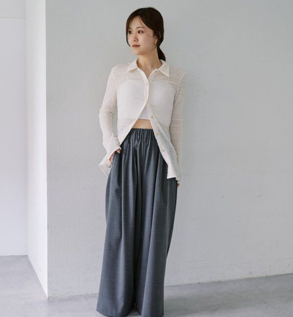  「襟付きシャーリングシャツ」|シャツ・ブラウス|