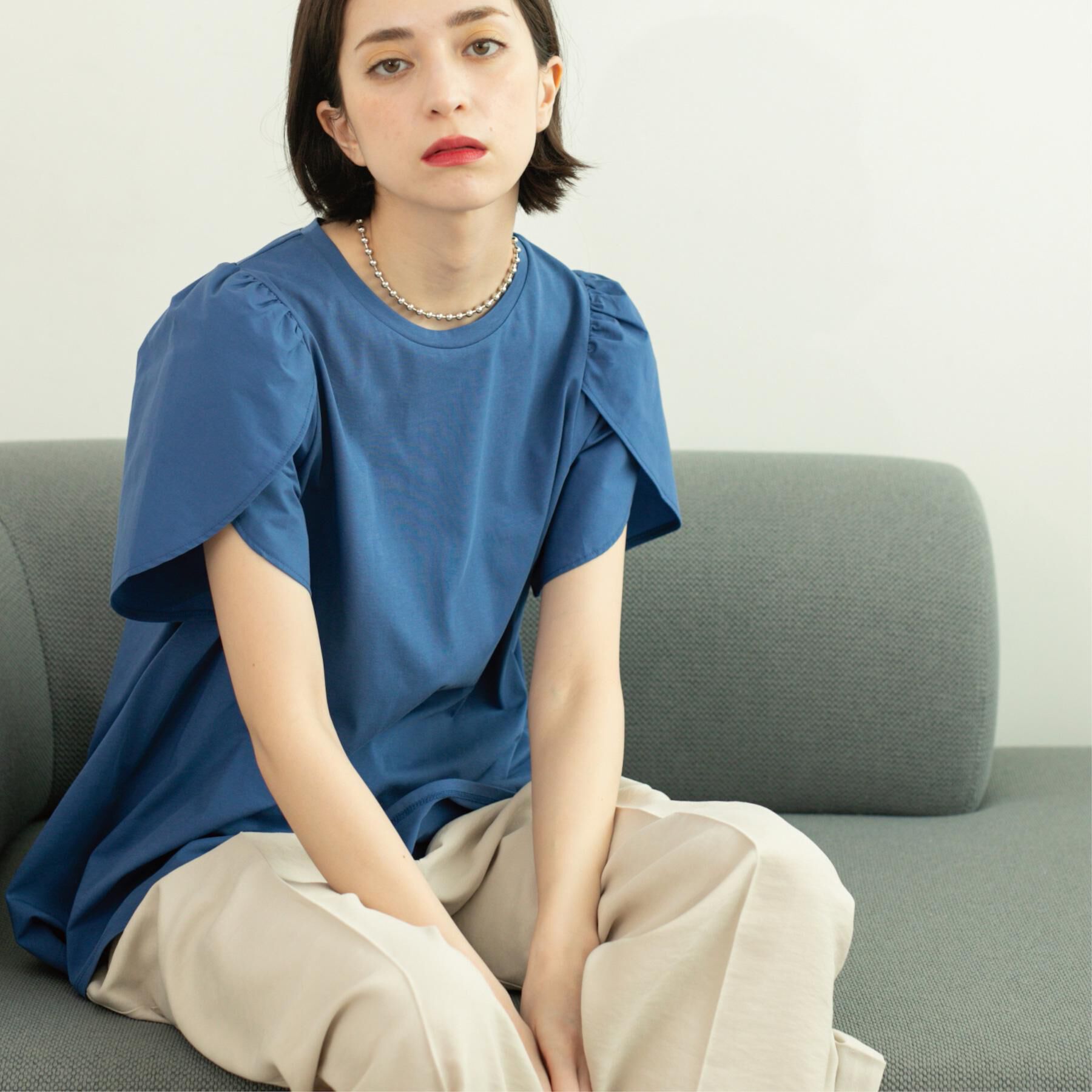 OPAQUE.CLIP「チューリップスリーブドッキングカットソー【洗濯機洗い可／接触冷感】」|Tシャツ・カットソー|