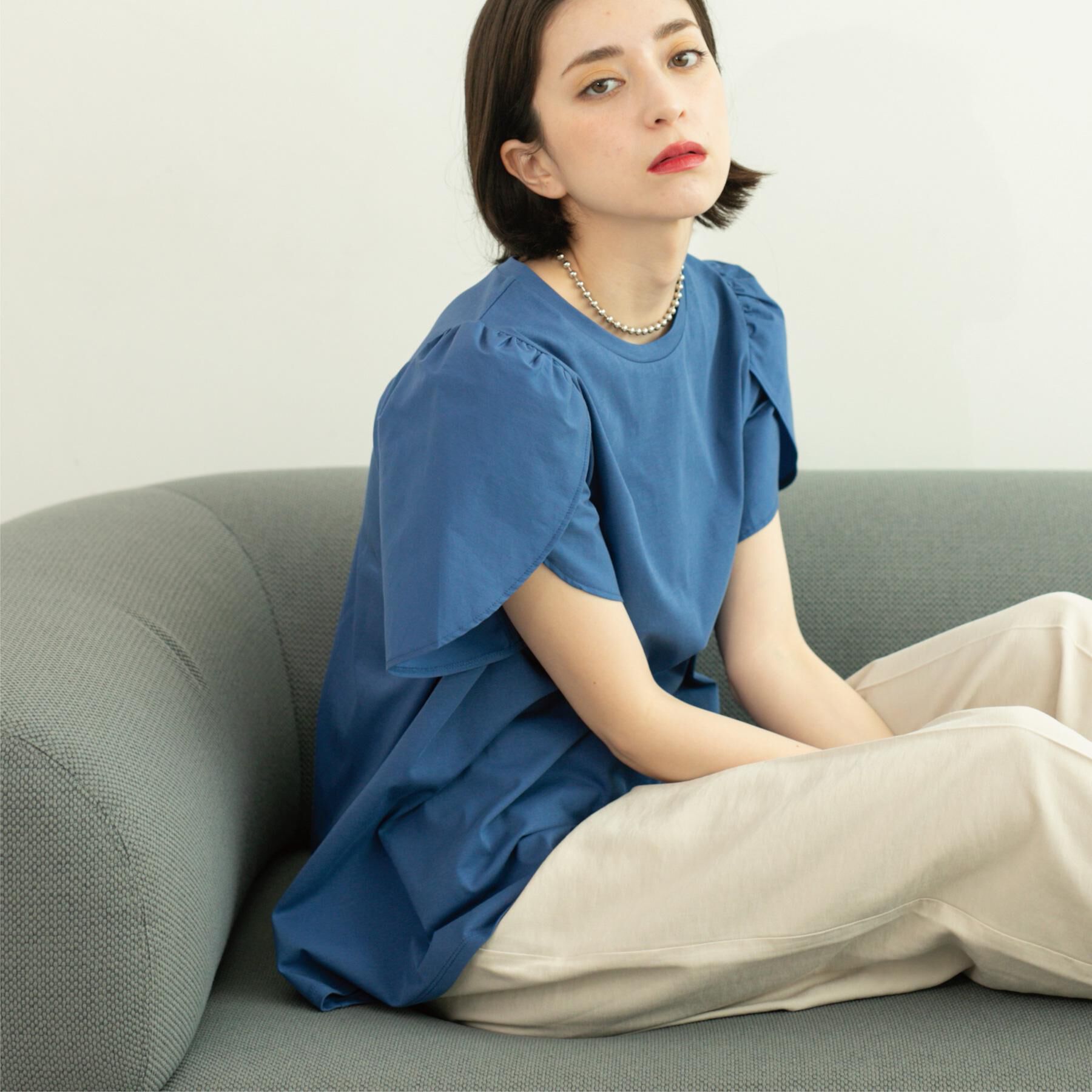 OPAQUE.CLIP「チューリップスリーブドッキングカットソー【洗濯機洗い可／接触冷感】」|Tシャツ・カットソー|