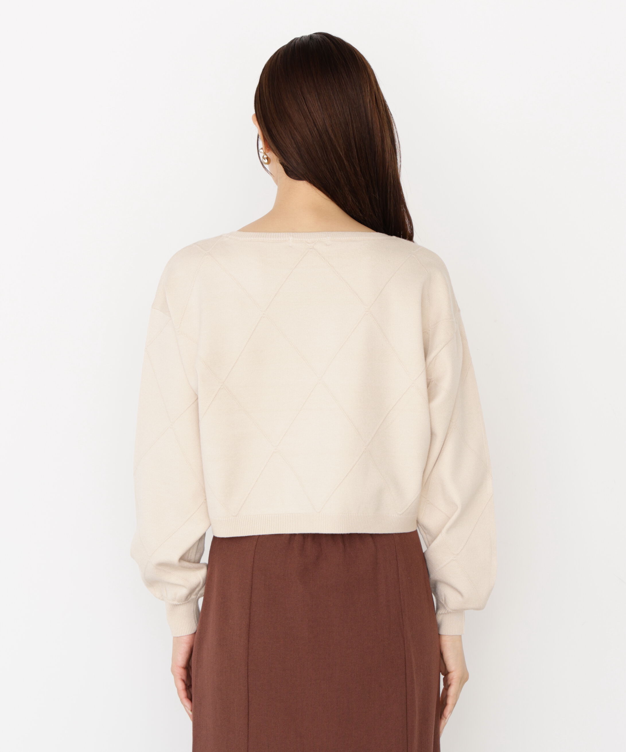 PROPORTION BODY DRESSING「＜ハンドウォッシャブル＞ダイヤ柄短丈ニット 25AW」|ニット・セーター|
