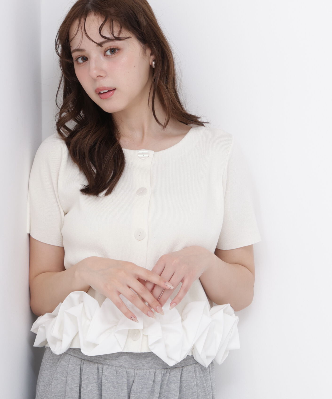 PROPORTION BODY DRESSING「〈a/mie〉半袖ホイップヘムカーディガン」|カーディガン|