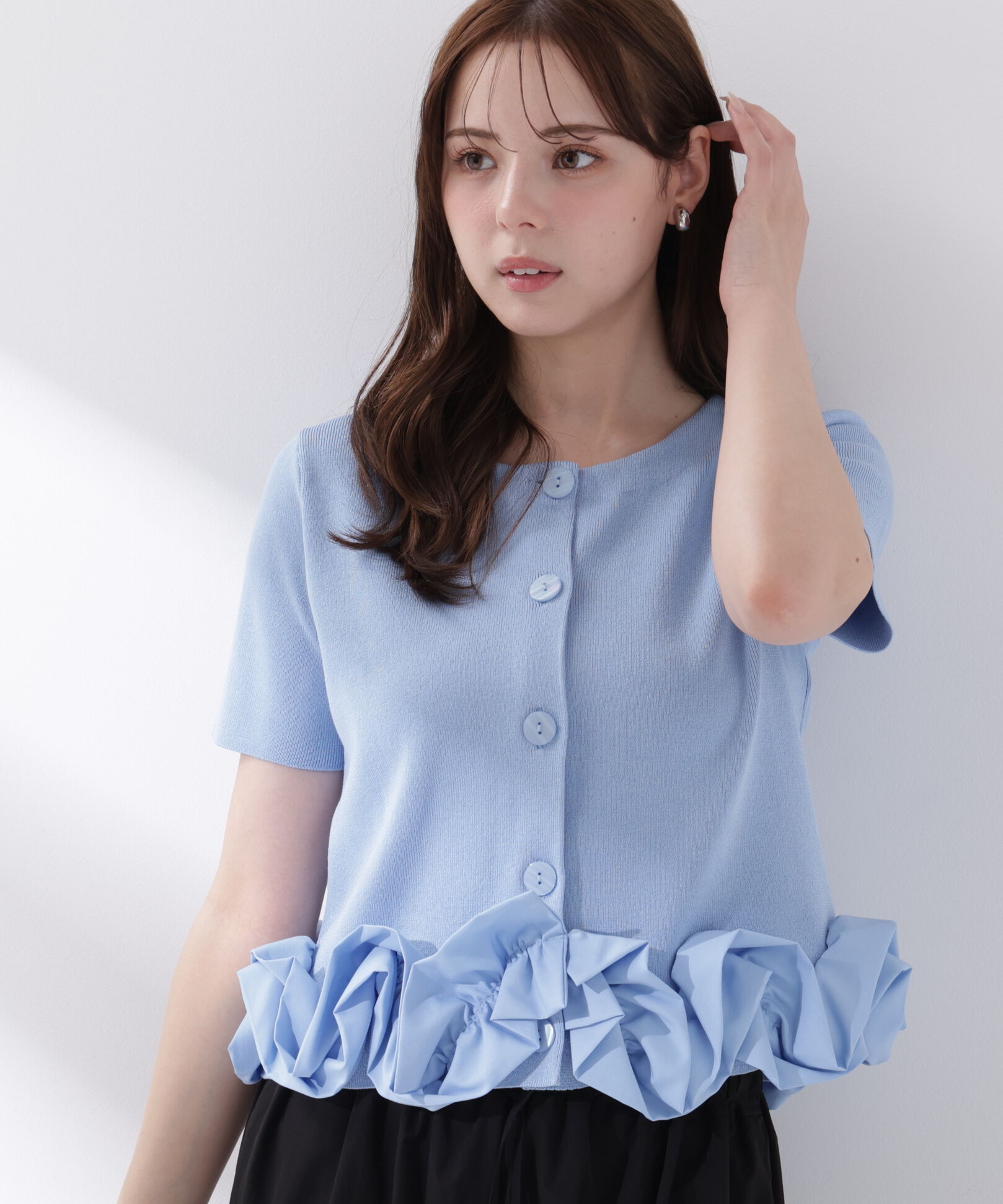 PROPORTION BODY DRESSING「〈a/mie〉半袖ホイップヘムカーディガン」|カーディガン|