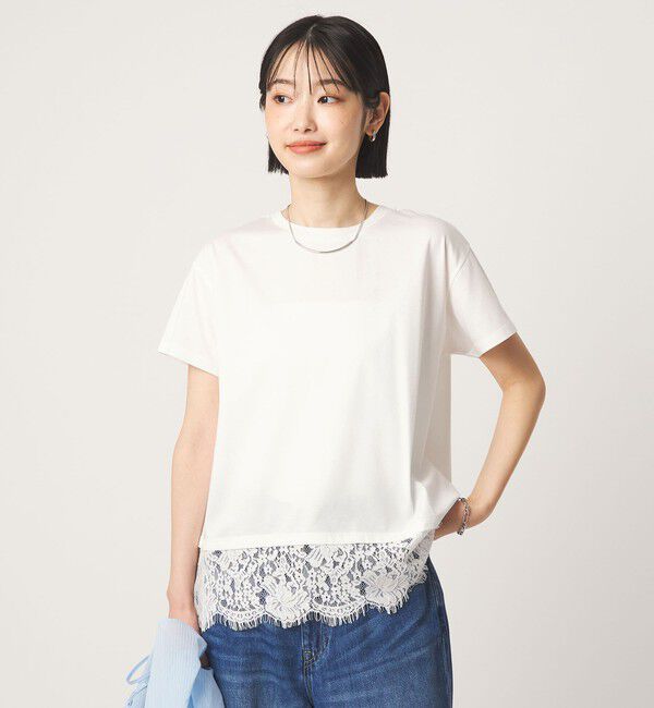 UNITED ARROWS green label relaxing「スソ レース ショートスリーブ カットソー」|Tシャツ・カットソー|