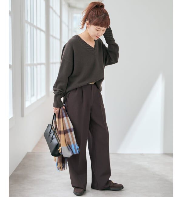 Spick and Span「《追加》ダブルクロスツータックパンツ」|スラックス|