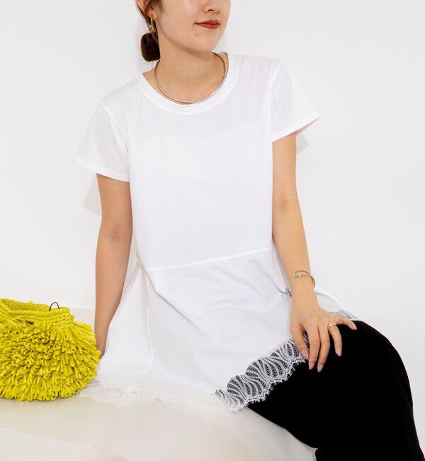 NOLLEY'S「【WEB限定】ウォッシャブルヘムレースカットソー」|Tシャツ・カットソー|オフホワイト