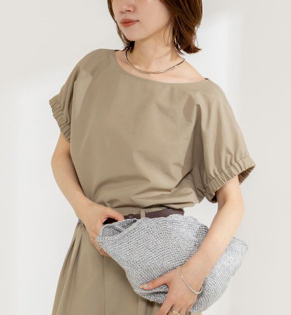 NOLLEY'S「《セットアップ対応》ウォッシャブルエクセルテックタンブラーギャザーフレンチスリーブブラウス」|シャツ・ブラウス|ベージュ