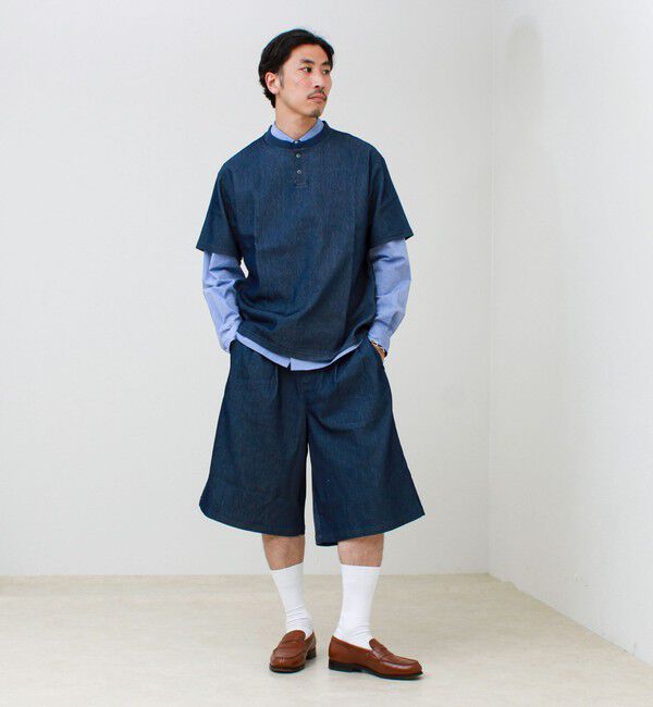 GLOSTER「【セットアップ対応】メッシュデニムヘンリーTEE」|Tシャツ・カットソー|
