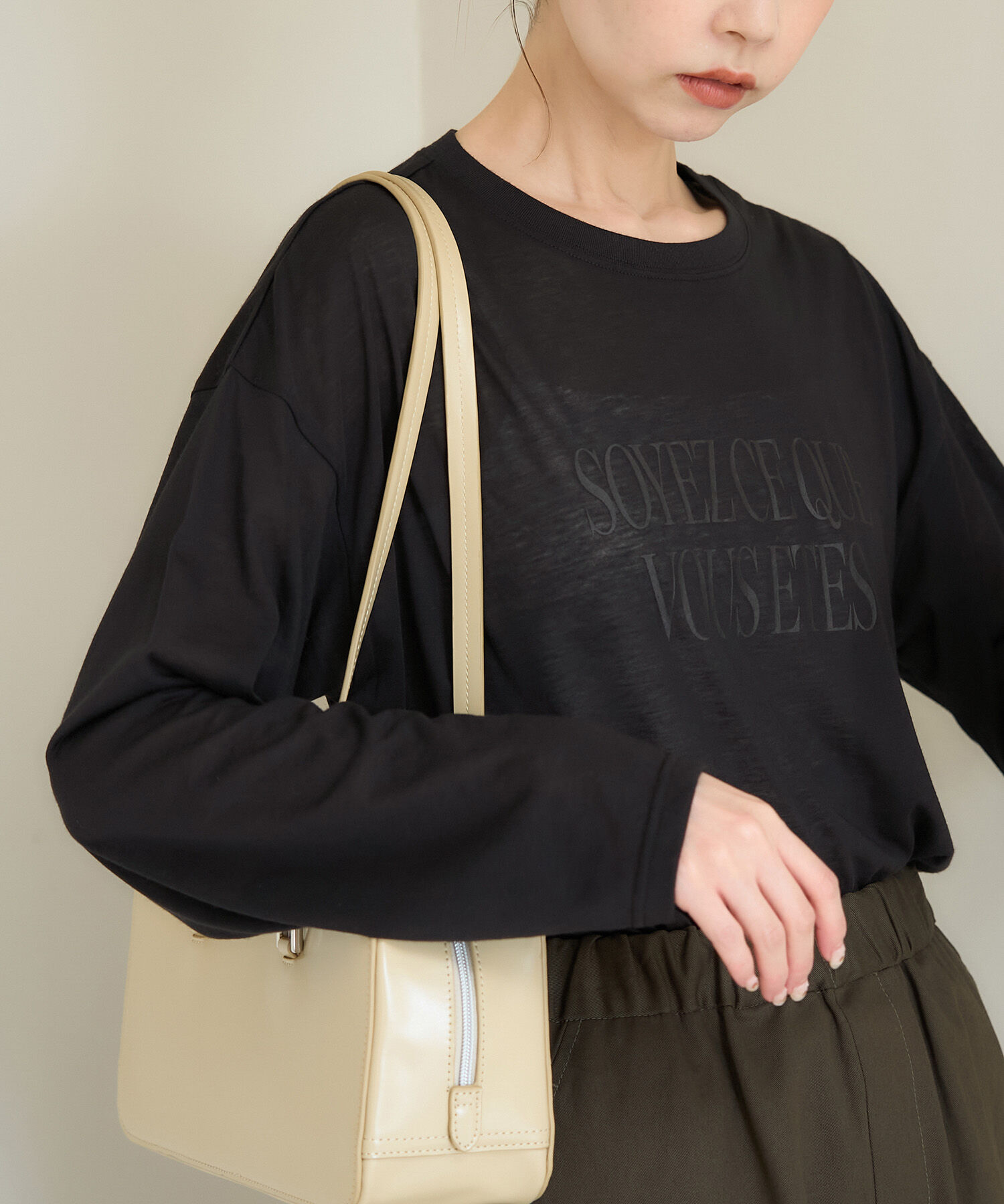 Rope&rsquo;Picnic「ロゴシアーロングTシャツ」|Tシャツ・カットソー|ブラック(01)
