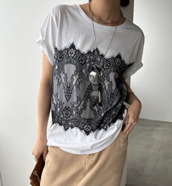  「レースドッキングTEE」|Tシャツ・カットソー|