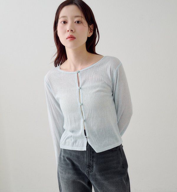  「【4色展開/前後2WAY】ラインストーンシアーカットソー」|Tシャツ・カットソー|