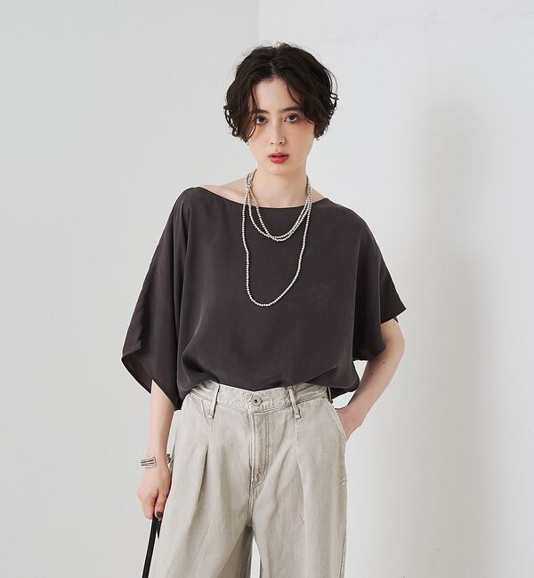 Rouge vif「【セットアップ対応】キュプラフィブリルアシンメトリーブラウス【予約】」|シャツ・ブラウス|