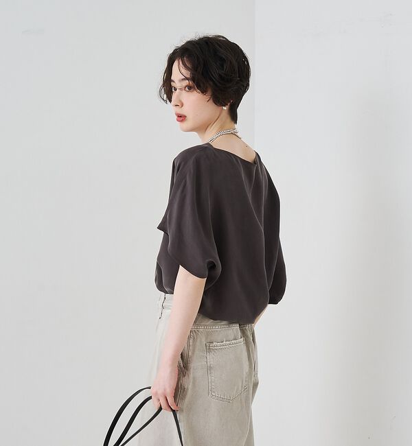 Rouge vif「【セットアップ対応】キュプラフィブリルアシンメトリーブラウス【予約】」|シャツ・ブラウス|