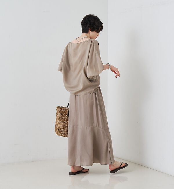 Rouge vif「【セットアップ対応】キュプラフィブリルアシンメトリーブラウス【予約】」|シャツ・ブラウス|
