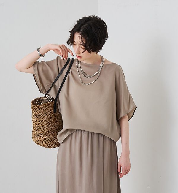 Rouge vif「【セットアップ対応】キュプラフィブリルアシンメトリーブラウス【予約】」|シャツ・ブラウス|