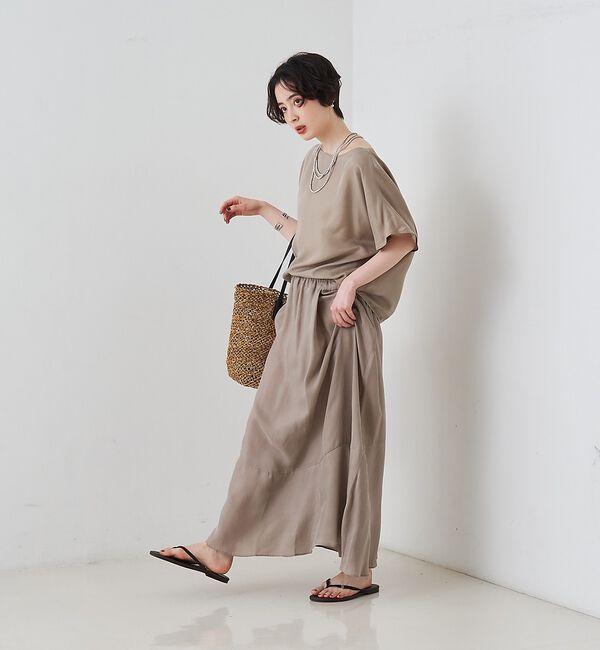 Rouge vif「【セットアップ対応】キュプラフィブリルアシンメトリーブラウス【予約】」|シャツ・ブラウス|